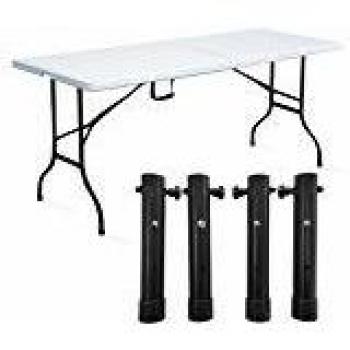 Mesa Plegable Blanca de 180 cm con Elevadores Ajustables