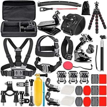 Neewer 50-en-1 Kit de Accesorios de Cámara de Acción Compatible con GoPro Hero 10 9 8 Max 7 6 5 Black GoPro 2018 Session Fusion Silver White Insta360 DJI AKASO APEMAN Campark SJCAM