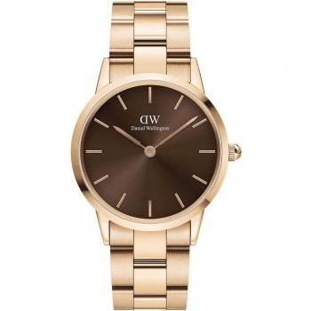 Reloj de Mujer Daniel Wellington Iconic Link Amber 36mm en Acero Inoxidable Rosa Dorado
