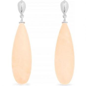 Pendientes de Plata de Ley 925 Luxenter Adak con Agata Naranja y Baño de Rodio