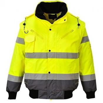 Cazadora Bomber 3 en 1 de Alta Visibilidad Impermeable Oxford Weave 300D Amarillo/Gris S