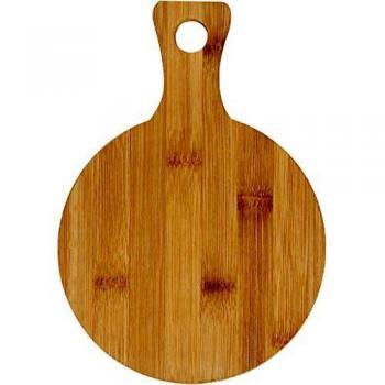 Tabla de cortar redonda de bambú, 24 cm x 17 cm, tratada con aceite natural