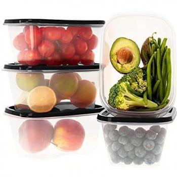 Oursson Recipientes plastico para Alimentos Almacenaje Cocina Sin BPA | 5x1L | Tapers para Comida Hermetico, Recipientes Transparente Reutilizable | Lunch Box Fiambrera Organizador Frigorifico