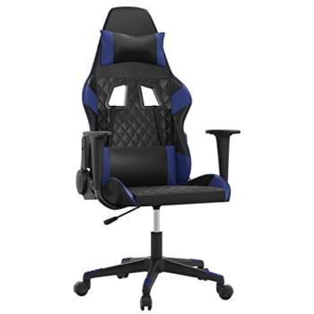 Silla Gaming de Masaje en Cuero Sintético Negro y Azul con Función de Masaje Vidaxl