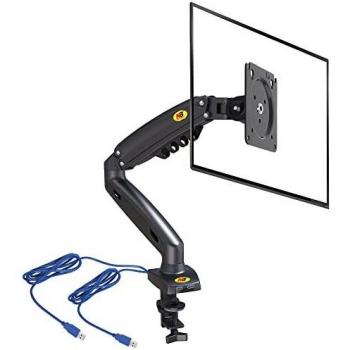 Ergosolid Monitor de PC para Pantallas de 17-30 Ajustable en Altura con Giratorio y Inclinación-VESA 75mm y 100mm Soporte con Brazo de Resorte de Gas de Rotación de 360, Negro, Unico