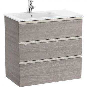 Mueble de baño Roca The Gap con 3 cajones y lavabo a la izquierda, color Roble City texturizado