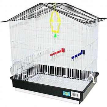 Jaula para pájaros metálica con comedero, bebedero, columpio, saltador y cubeta de 42.5*29.5*47.5CM