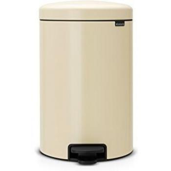 Brabantia Cubo de Basura con Pedal, Acero Inoxidable, Almendra, 20 l