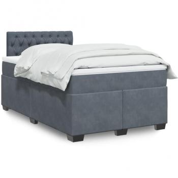 Cama box spring con colchón terciopelo gris oscuro 120x190 cm