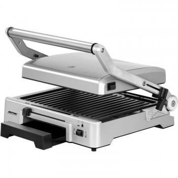 MPM MGR-10M Plancha Grill de Asar Doble, Contact Grill, Altura Adaptable, Abertura 180º, Placas Antiadherentes Extraíbles, Regulador de Temperatura 150