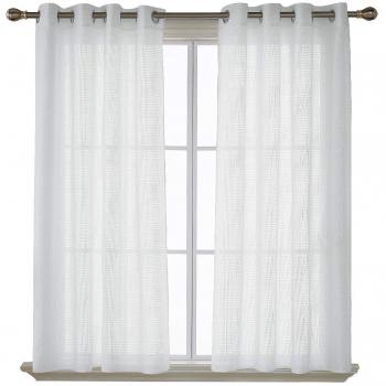 Deconovo Visillos Ventana Voile Decorativo Diseño Bonito Cortina Infantil Traslúcida para Sala de Estar Cocina 1 par 140 x 175 cm Blanco