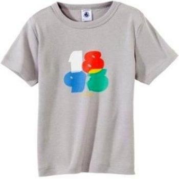 Petit Bateau - Camiseta con cuello barco de manga corta para niño, talla 8 años