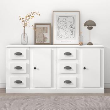 Aparadores de Madera Contrachapada - 2 Piezas, Mueble de Almacenaje para Salón, Buffet Blanco, Armario Auxiliar y de Almacenamiento