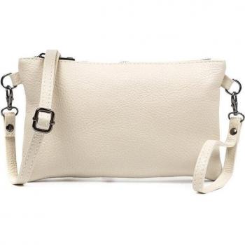 Bolso bandolera de mujer de piel auténtica acabado dollaro. Made in Italy. Vera Pelle Italiana