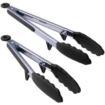 Pinzas, pinzas cocina, pinzas buffet, pinzas barbacoa, utensilios cocina, accesorios cocina. Mango de acero inoxidable, pinza de silicona 100% alimentaria. 2 Pinza multiusos