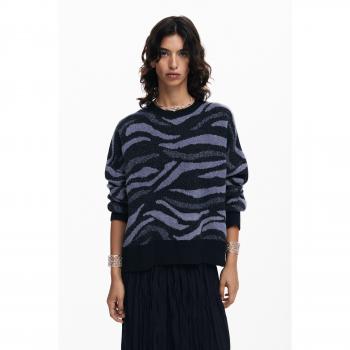 Desigual Women's Black Regular Fit Geometric Knit Pullover