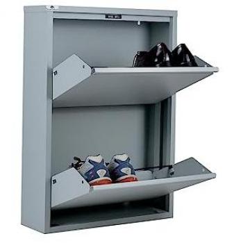 Zapatero Slim Ahorrador de Espacio Gris con 2 Puertas | Capacidad para 4/6 Pares de Zapatos | Sin Montaje Requerido | Metal Garantizado por 15 Años