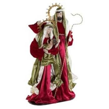 Belén de Navidad DKD Home Decor Blanco Rojo Verde 48 x 28 x 90 cm, Nacimiento con Vestimenta de Poliéster color Rojo, Multicolor, Estándar