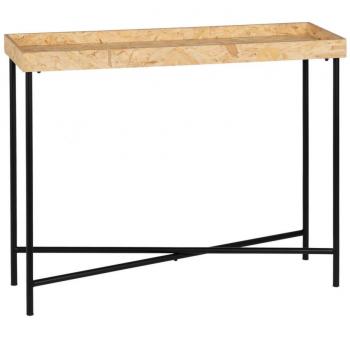 Consola natural de madera y metal, color negro, dimensiones 98 x 32 x 80,5 cm