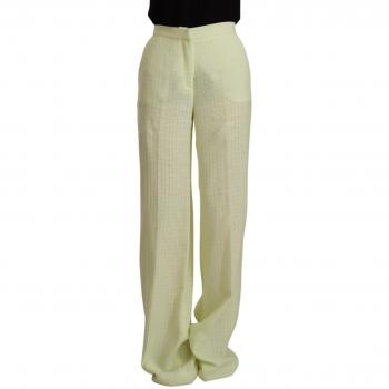 Yellow Green Cotton High Waist Straight Long Pants - IT42|M