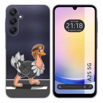 Funda Silicona Transparente con Diseño de Avestruz para Samsung Galaxy A25 5G
