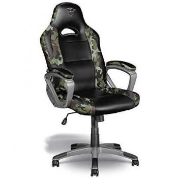 Trust Gaming Silla Gaming Ergonómica GXT 705C, Silla Gamer, Totalmente Giratoria 360°, Cilindro Elevador de Gas de Clase 4, Cómodos Reposabrazos Almohadillados, Camuflaje Verde