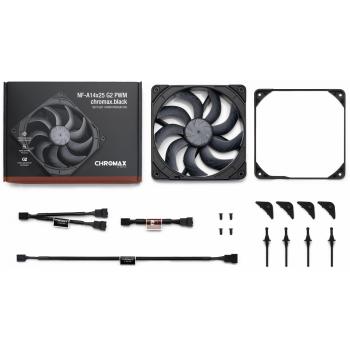 Ventilador Noctua NF-A14x25 G2 PWM chromax.black 140mm, Silencioso, 1500RPM