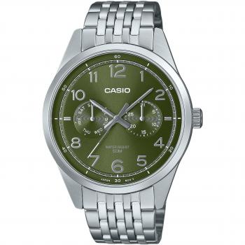 Casio Men's Green Dial Stainless Steel Quartz Watch