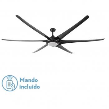Ventilador de Techo 30W DC Moncayo Negro con 6 Aspas y Control Remoto - 6 Velocidades, Memoria de Temperaturas y Potente Iluminación
