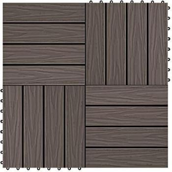 vidaXL 11 pcs Decking Tiles Deep Embossed WPC 30x30 cm 1 sqm Dark Brown