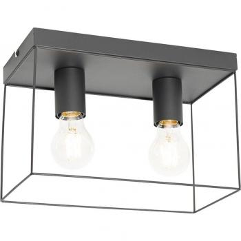Plafón Minimalista Negro 2 Luces Acero Rectangular LED Max. 2 x 40 Watt