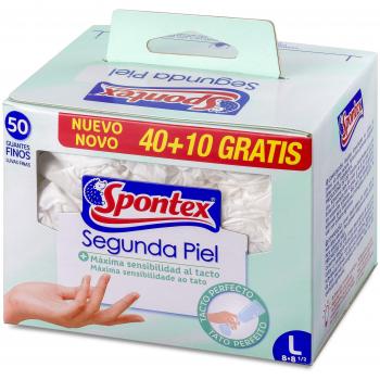Guantes desechables de vitrilo Segunda Piel 40+10uds Talla L Spontex