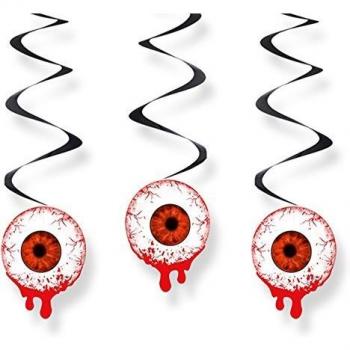 PartyDeco Colgantes DE CARTULINA Extra 3UND DE 60CM Ojos ENSANGRENTADOS