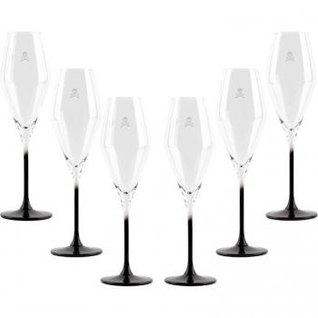 Juego de 6 copas flauta calavera de cristal de 182ml - Elegantes copas para vino y champán