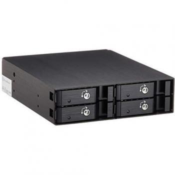Silverstone sstfs204b placa trasera para rack movil de aluminio sin bandeja con cambio en caliente carcasa para disco duro interna para 4x 25z sassata hdd o ssd con ventilador y cierre negro