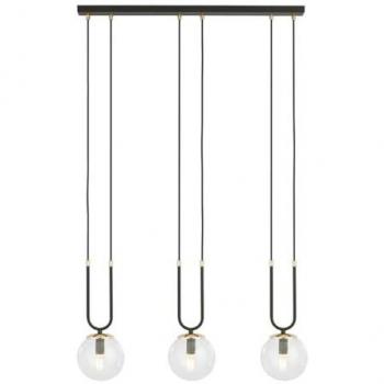 Lámpara de Suspensión Glam Negra, Acero con Recubrimiento de Polvo y Vidrio, 70x115x15 cm