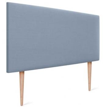Cabecero Tapizado de Lino Natural Azul 90x105cm con Patas para Camas 70/80/90