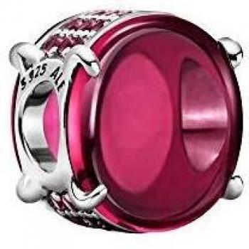 Pandora Disney Simba Silver Charm with Black and Orange Enamel - 799398C01 & Fuchsia Rose Oval Cabochon Silver Charm - 799309C01
