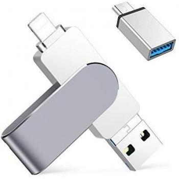 Memoria USB compatible con iPhone 128 GB ,Qarunt 4 en 1 USB 3.0 OTG Pendrive Memory Stick Externa compatible con Tipo C USB C iPad Android Laptops Smartphone iOS