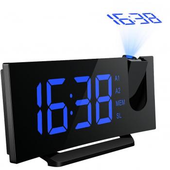 Mpow Despertador Proyector con Alarma con Función de FM y Alarmas Duales, Radio Despertador Digital, Pantalla LED de 5 Pulgadas con Atenuador para la Luz y Función de Dormilón