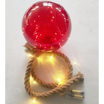 Bola Navideña LED Roja Colgante - 20 Cm - 1 Metro