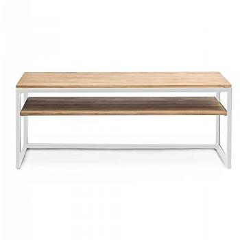 Mueble TV iCub 120x40x45cm Blanco en Madera Maciza de Pino con Acabado Vintage Estilo Industrial