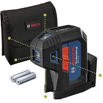 Bosch GPL 5 G Professional - Nivel de punto láser verde de 5 puntos, alcance hasta 30 m