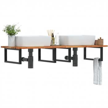 Estante de lavabo de pared acero y madera maciza de acacia vidaXL