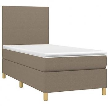 Cama Box Spring con Colchón y Luces LED Gris Taupe 80x200 cm