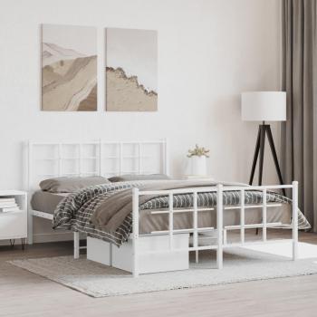 Cama Metal Blanco 140x190 cm con Cabecero y Pie de Cama, incluye Pediatra