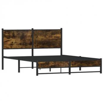 Estructura de cama con cabecero de metal roble ahumado 137x190 cm