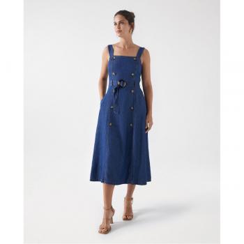 Salsa Jeans - Vestido midi en lightdenim con botones