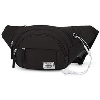 Wind Took Riñonera Mujer Bolso Cintura Mujer Moda Riñoneras Hombre Impermeable Ajustable Grande para al Aire Libre Deportiva Viaje Negro