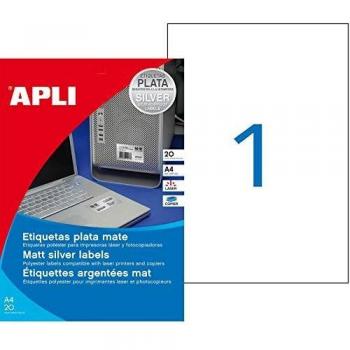 Apli 10071 - Etiquetas, 20 hojas, Plata
